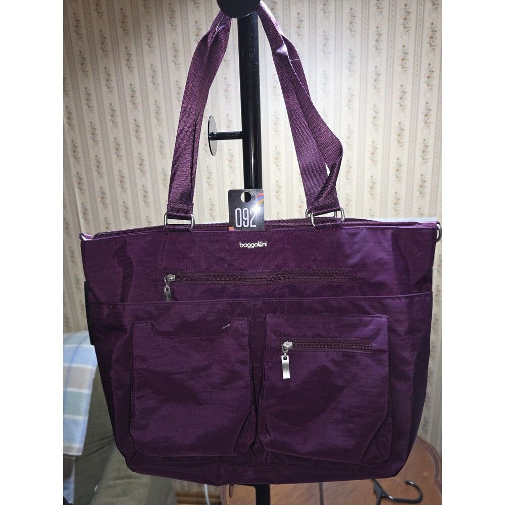 Baggallini Any Day Laptop Tote Purple NWT RFID Travel Work Bag Lightweight